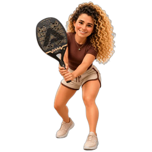Mascote da Vanessa em posição de jogo com a raquete